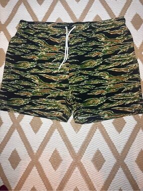 NOVAMEN Men's Swim Shorts 3XL Green Black Camouflage Polyester Drawstring